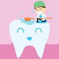 dentist brushing teeth