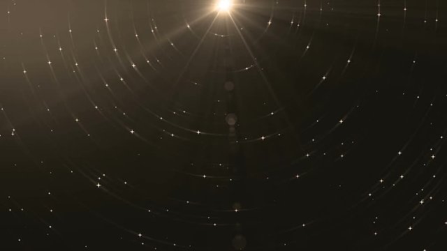Abstract gold animation background with lens flare. VJ Seamless loop.