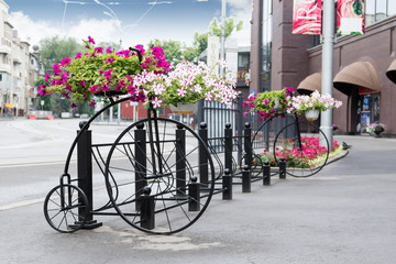 Vintage decorative bicycle with flowers