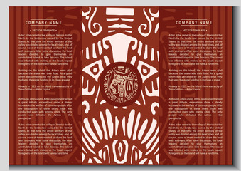 Vector ethnic booklet with the head of a Mayan