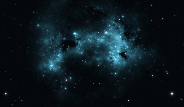 Space background with blue nebula and stars