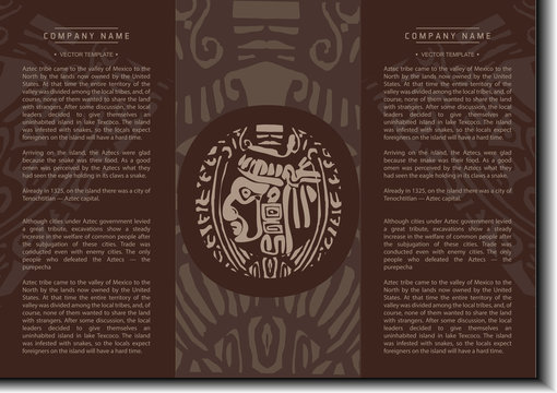 Vector ethnic booklet with the head of a Mayan