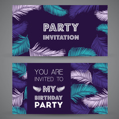 Party invitation. Happy birthday invitation, background with hipster seamless pattern. Vector illustration.