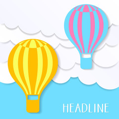 Fototapeta premium Card with clouds and balloons