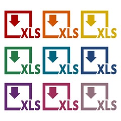 The XLS icon, File format symbol set 