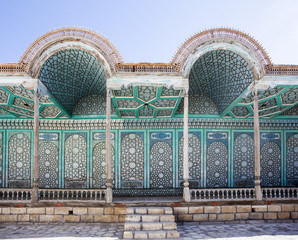 Facade of the Emir's palace Mohihosa in Bukhara (Buxoro), Uzbekistan, Central Asia. - obrazy, fototapety, plakaty