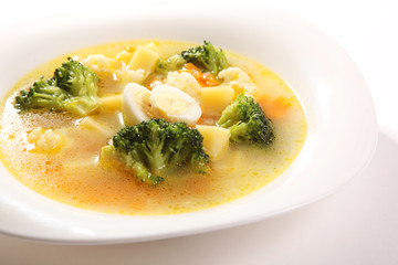 soup with broccoli and eggs