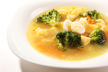 soup with broccoli and eggs