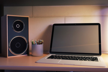 Laptop closeup at night
