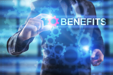Businessman is selecting Benefits. 