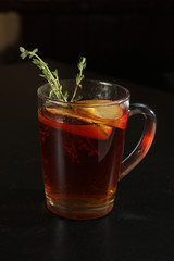 tea with Apple in glass