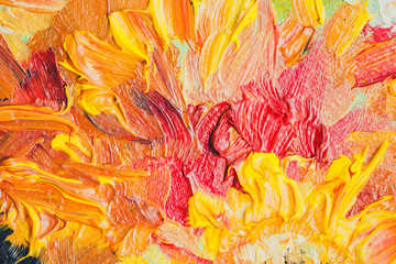 Oil painting close-up fragment, strokes of abstract