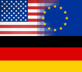 USA and Europe flags background concept