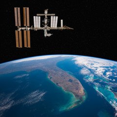International Space Station over Florida. Includes NASA data.
