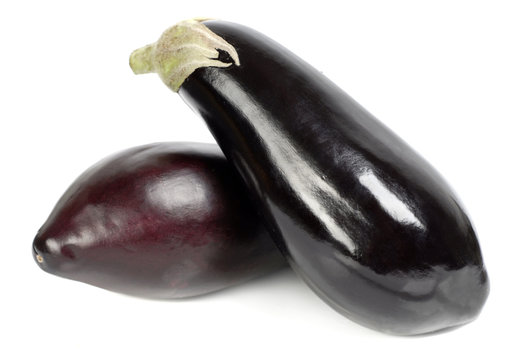 Eggplants on a white background