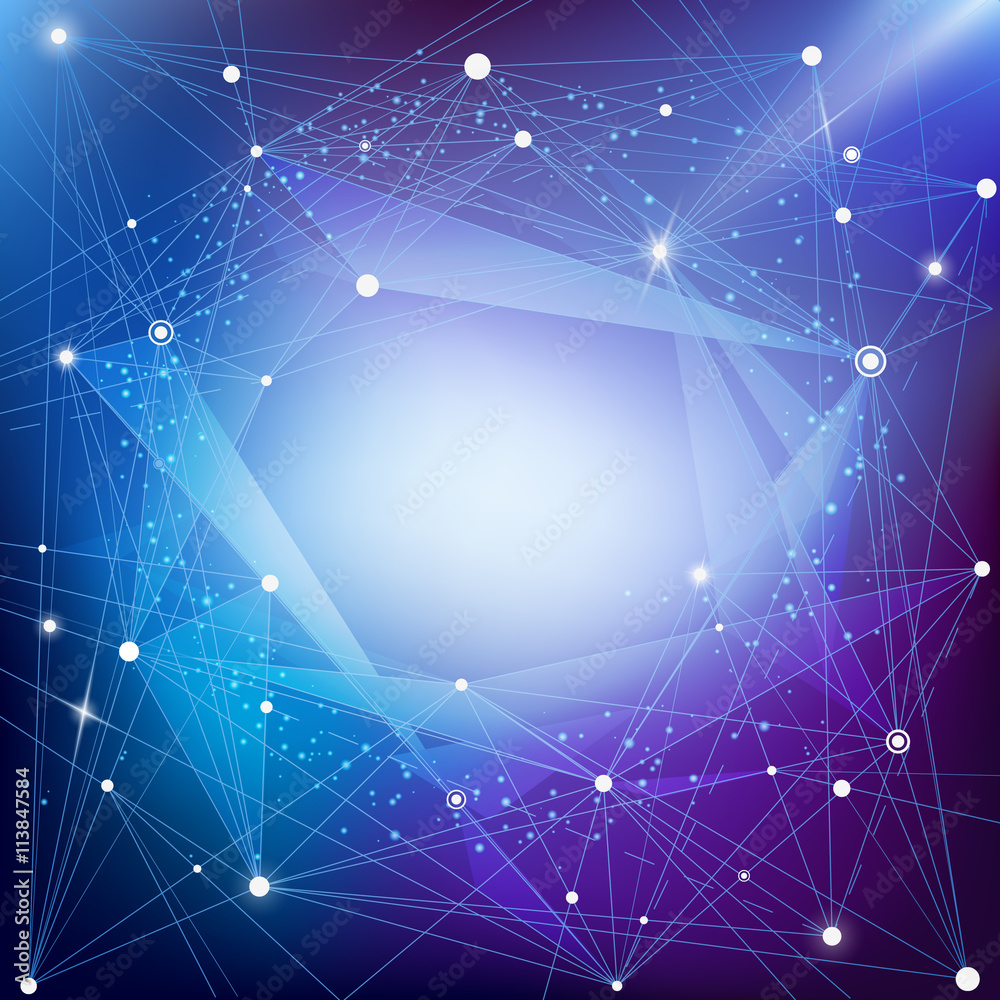 Poster Technology abstract background. The frame structure of the points and lines with an empty space for your text.