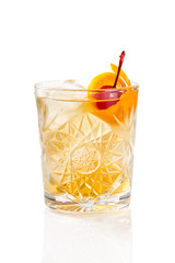 Old Fashioned Cocktail isolated on white background