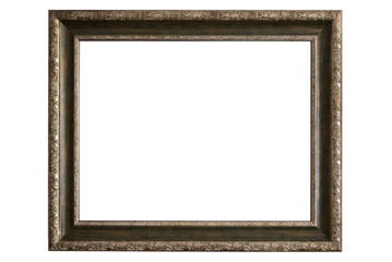 Brass picture frame on white background