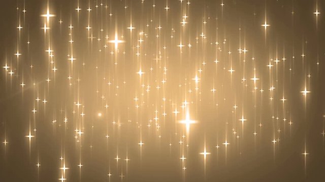 Animation gold background with stars and snow particles. Seamless loop.