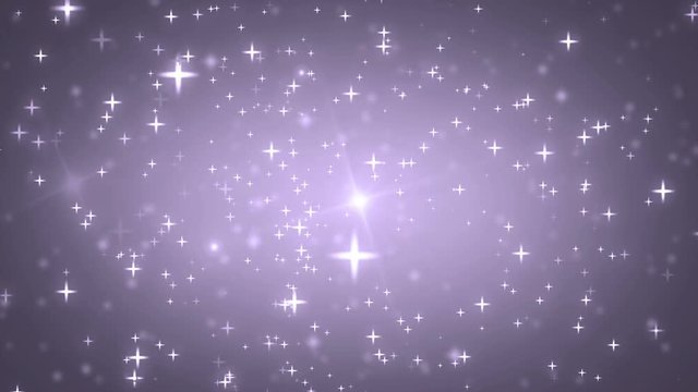 Animation violet background with stars and snow particles. Seamless loop.