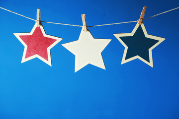 4th of July decorations on blue background