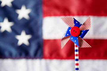 4th of July decorations on American flag background
