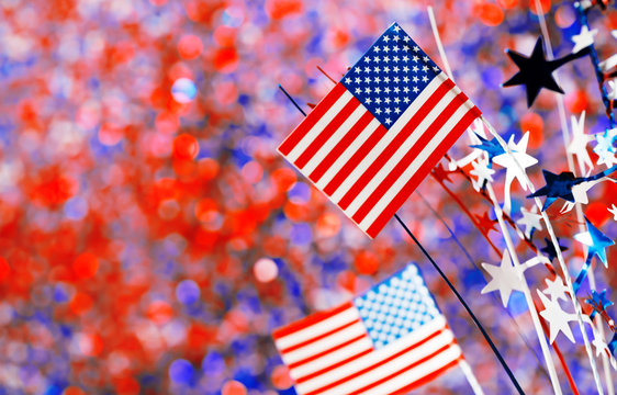 4th Of July Decorations On Sparkling Background