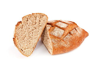 bread with bran isolated on white background
