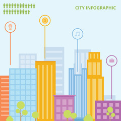 City infographic concept with icon and color building