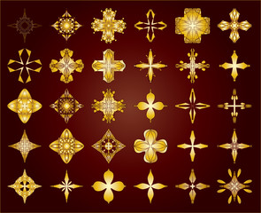 Ornamental decorative floral abstract vintage celtic knot inspired cross elements for design and page decoration.