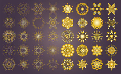 Mandala or round rosette or snowflake for design, kaleidoscope mandala, medallion mandala, yoga, india, arabic islamic mandala. Geometric circles.