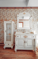 Interiors of new modern house. Bathroom. Vintage style. The furn
