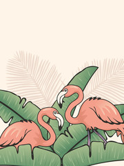 Vintage flamingo background