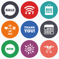Sale speech bubble icon. Thank you symbol