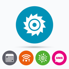 Saw circular wheel sign icon. Cutting blade.