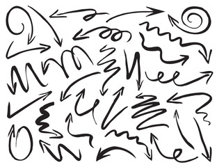 Black Drawn Arrows. Vector Illustration.