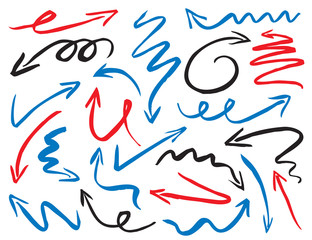 Color Drawn Arrows. Vector Illustration.