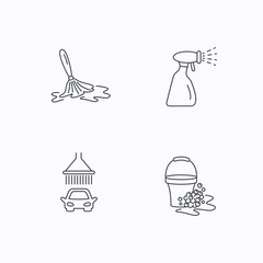 Car wash icons. Cleaning station linear signs.