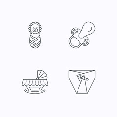 Pacifier, newborn and diapers icons.