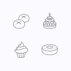 Cupcake, cake and bread rolls icons.