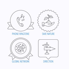 Fototapeta premium Phone, global network and direction icon.