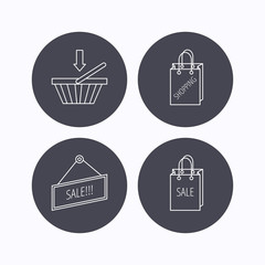 Shopping cart, sale bag icons.