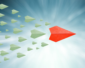 leadership concept with paper plane