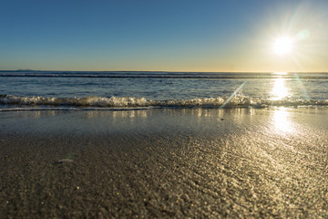 Papamoa Beach, outlok to horizon beautiful glow into  sunrise