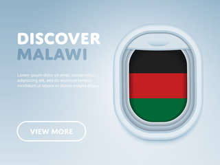 Flight to Malawi traveling theme banner design for website, mobile app. Modern vector illustration.