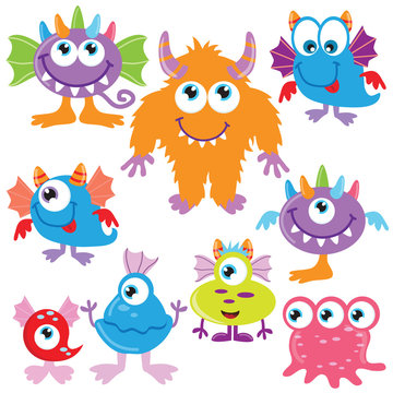 Funny monsters vector illustration