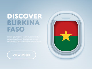 Flight to Burkina Faso traveling theme banner design for website, mobile app. Modern vector illustration.