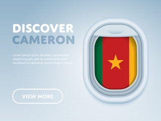 Flight to Cameron traveling theme banner design for website, mobile app. Modern vector illustration.