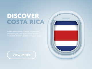 Flight to Costa Rica traveling theme banner design for website, mobile app. Modern vector illustration.