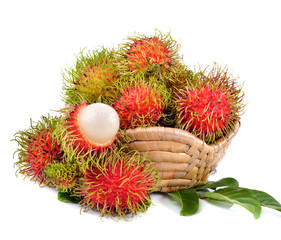 Fresh rambutan sweet  fruit isolated on white background